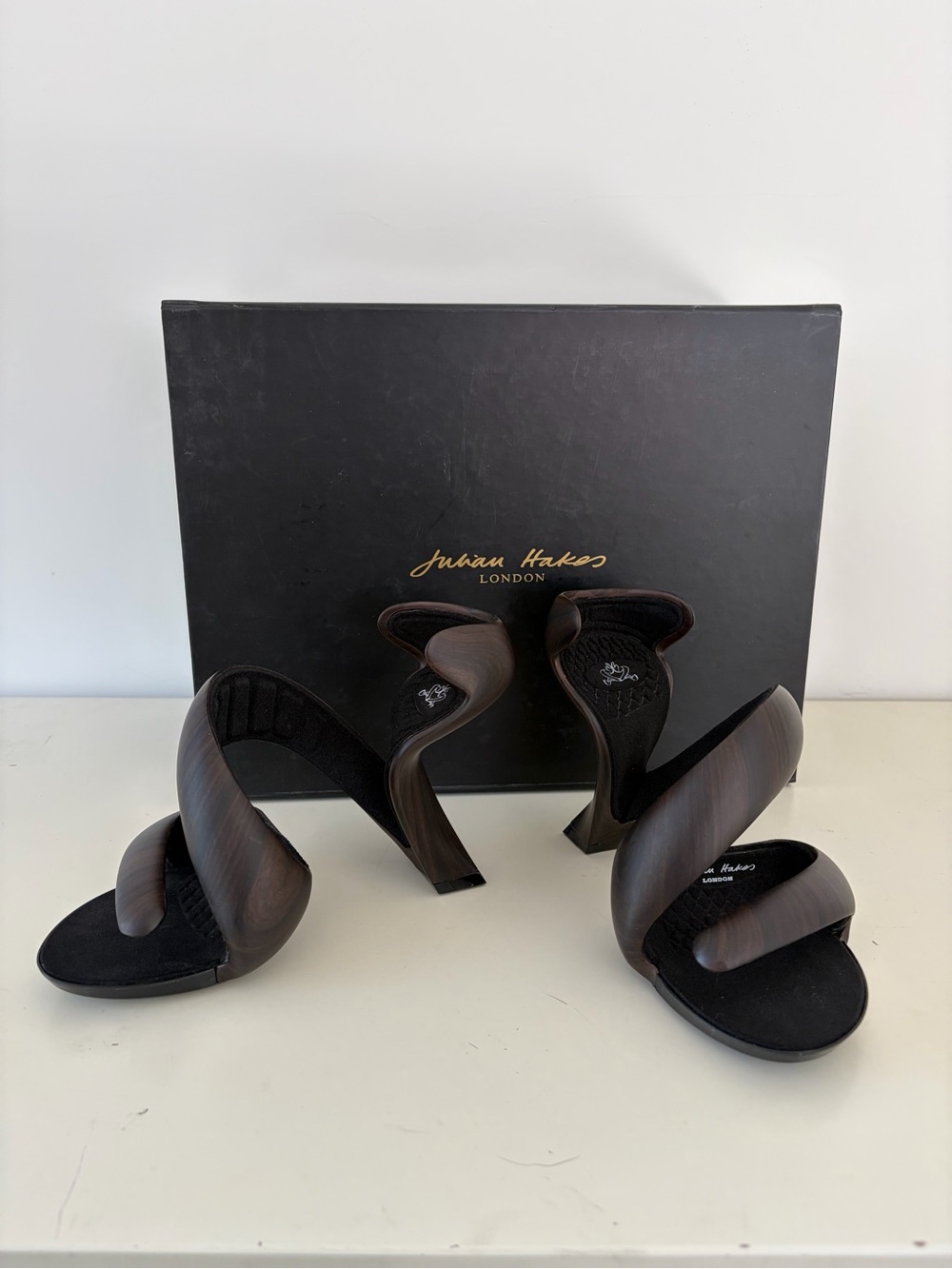 Julian Hakes Women's Brown Sculptural Twist-Heel Sandals